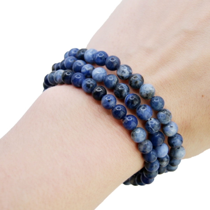 Sodalit bransoletka szczęścia – naturalne koraliki na gumce, kamień wspomagający komunikację