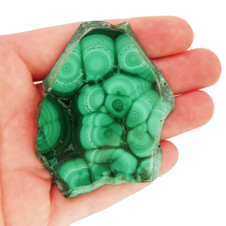 Dwustronnie polerowany krążek lub plaster malachitu - kamień ozdobny.