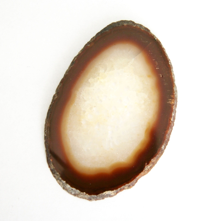 Agatowy plaster pomarańczowy z delikatnym pasmowaniem, polerowany obustronnie.