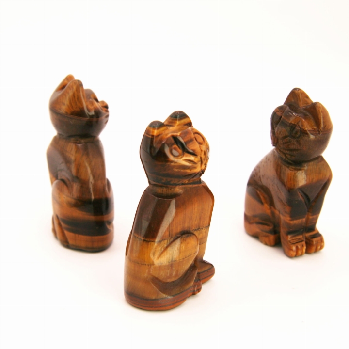 Figurka kota z kamienia tygrysie oko.