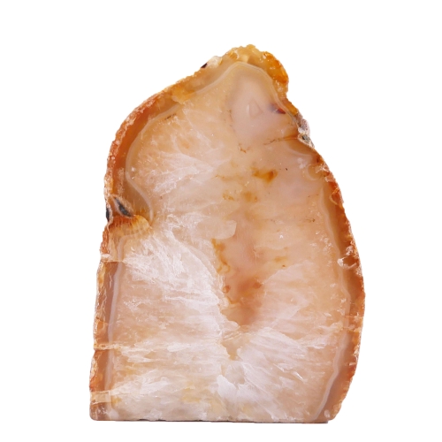 Świecznik z brązowego agatu nr 057 – widok z góry na polerowaną powierzchnię z widocznymi pasmami.