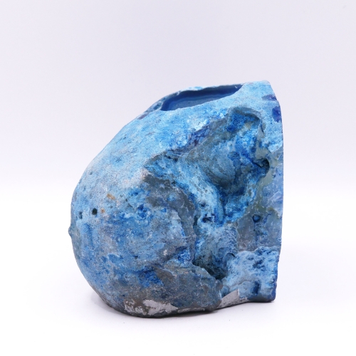 Unikatowy świecznik agatowy z surowymi krawędziami i otworem na świeczkę typu tealight.