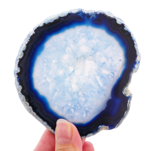 Okaz niebieskiego agatu - plaster dwustronnie polerowany do kolekcji.