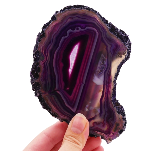 Fioletowy plaster agatu, dwustronnie polerowany na wysoki połysk.