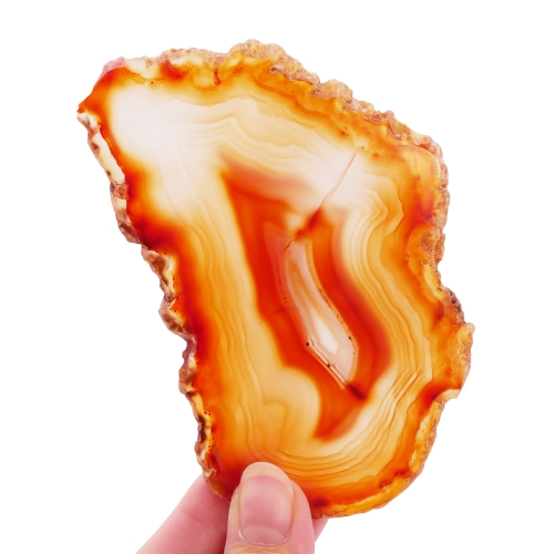 Polerowany plaster pomarańczowego agatu – naturalny minerał o unikalnym wzorze
