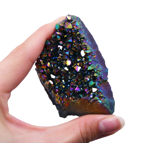 Ametyst tytanowy - szczotka krystaliczna z lustrzaną tęczową powłoką.