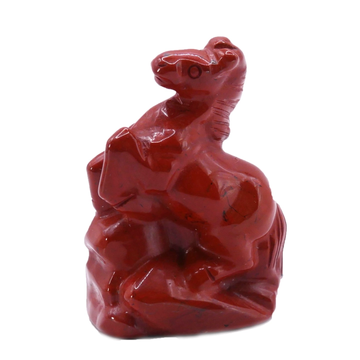Figurka konia z czerwonego jaspisu 50 mm – ręcznie rzeźbiony symbol siły i dynamizmu.