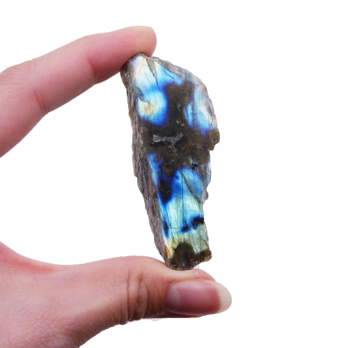 Labradoryt surowy cięty jednostronnie polerowany nr 081 – unikatowy okaz z lśniącą, kolorową płaszczyzną.