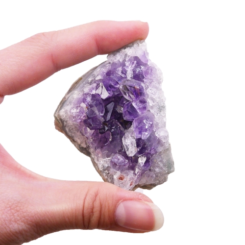 Ametyst szczotka krystaliczna nr 049 – skupisko lśniących fioletowych kryształów na naturalnej podstawie.