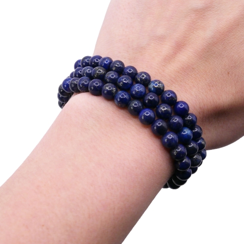 Bransoletka z lapisu lazuli kulka 6 mm – głęboki błękit naturalnych kamieni na gumce.