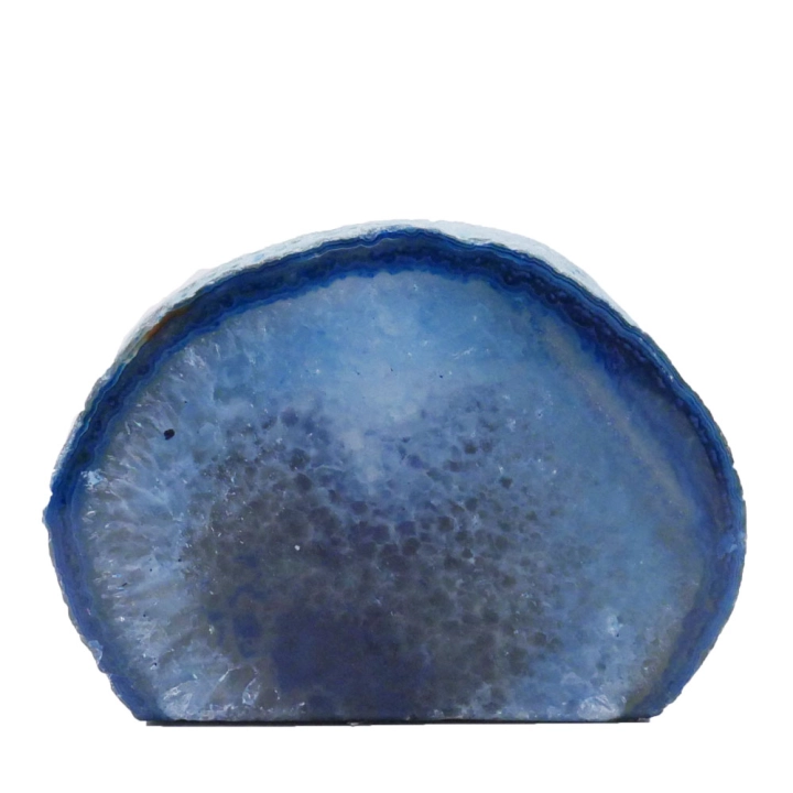 Świecznik na tealight z naturalnego agatu w kolorze niebieskim.